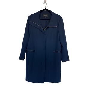 Ann Taylor Long Zip Jacket with Faux Leather Trim, L